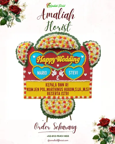 Karangan Papan Bunga Pernikahan di Tua